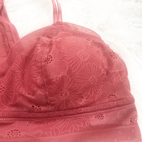 Aerie XL Washed Brick Color Lace Padded Bralette - Picture 6 of 13